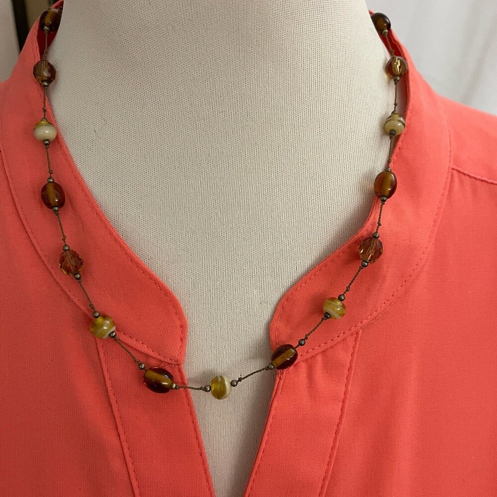 New York Bead Brown Beige Women's Fashion Necklace